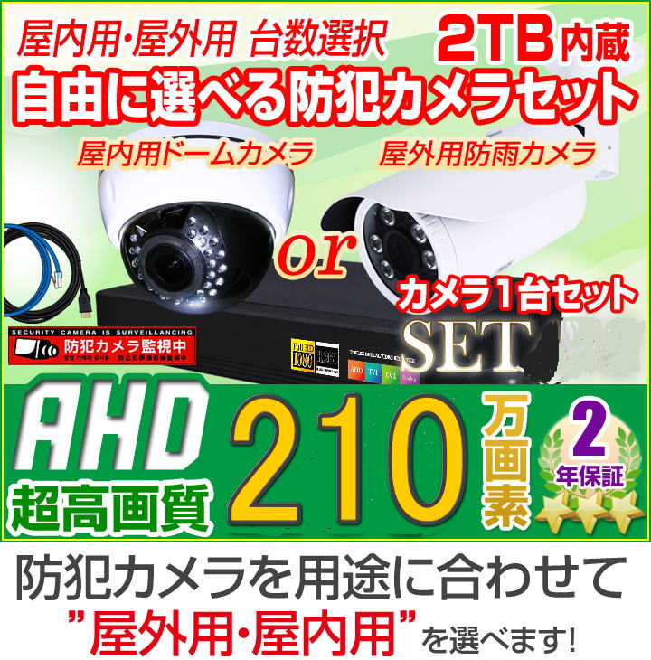 210万画素防犯カメラセット画像